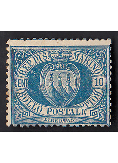 1877 - Cent 10  Color oltremare chiaro Numero Sassone 3a